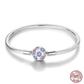Sterling Silver Snake Chain Bracelet with Floral Clasp