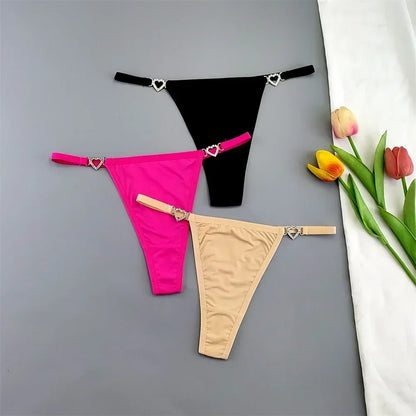 3PCS Rhinestone Strap G-String