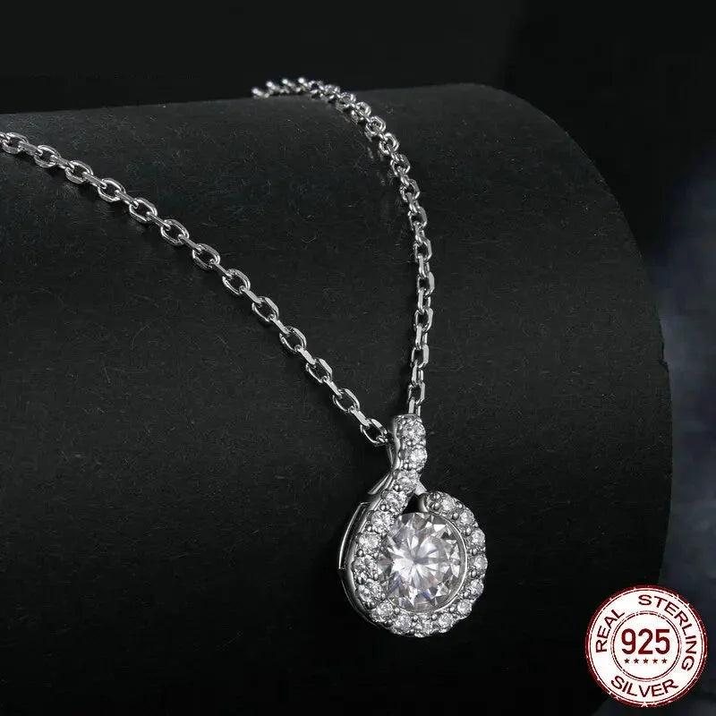 Dazzling 1ct Moissanite Sterling Silver Pendant Necklace