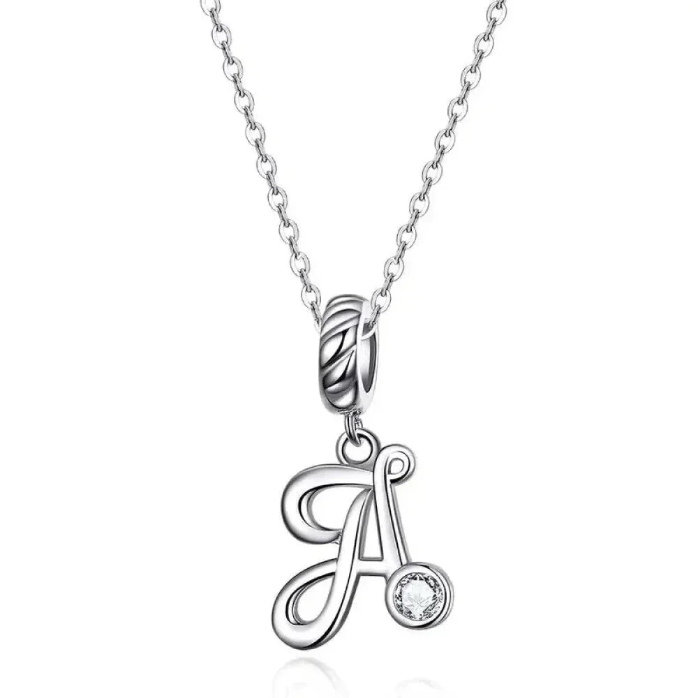 Chic And Timeless 925 Sterling Silver Initial Pendant Necklace | Platinum Plated Vintage Letter A To Z | Women'S Fine Jewelry