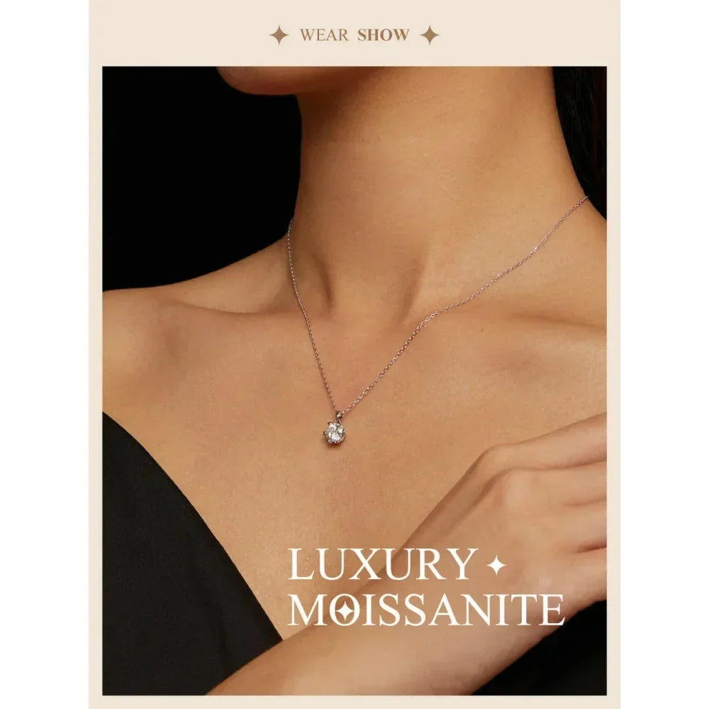 Stunning 1 Carat Moissanite Pendant Necklace | 925 Sterling Silver | Wedding & Bridal Fine Jewelry