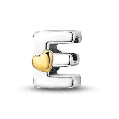 Personalize Your Bracelet: 925 Silver Alphabet Bead With Gold Heart