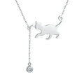 Breathtaking 925 Sterling Silver Cat Necklace | Elegant Pendant Collarbone Jewelry Scn232 In 3 Colors