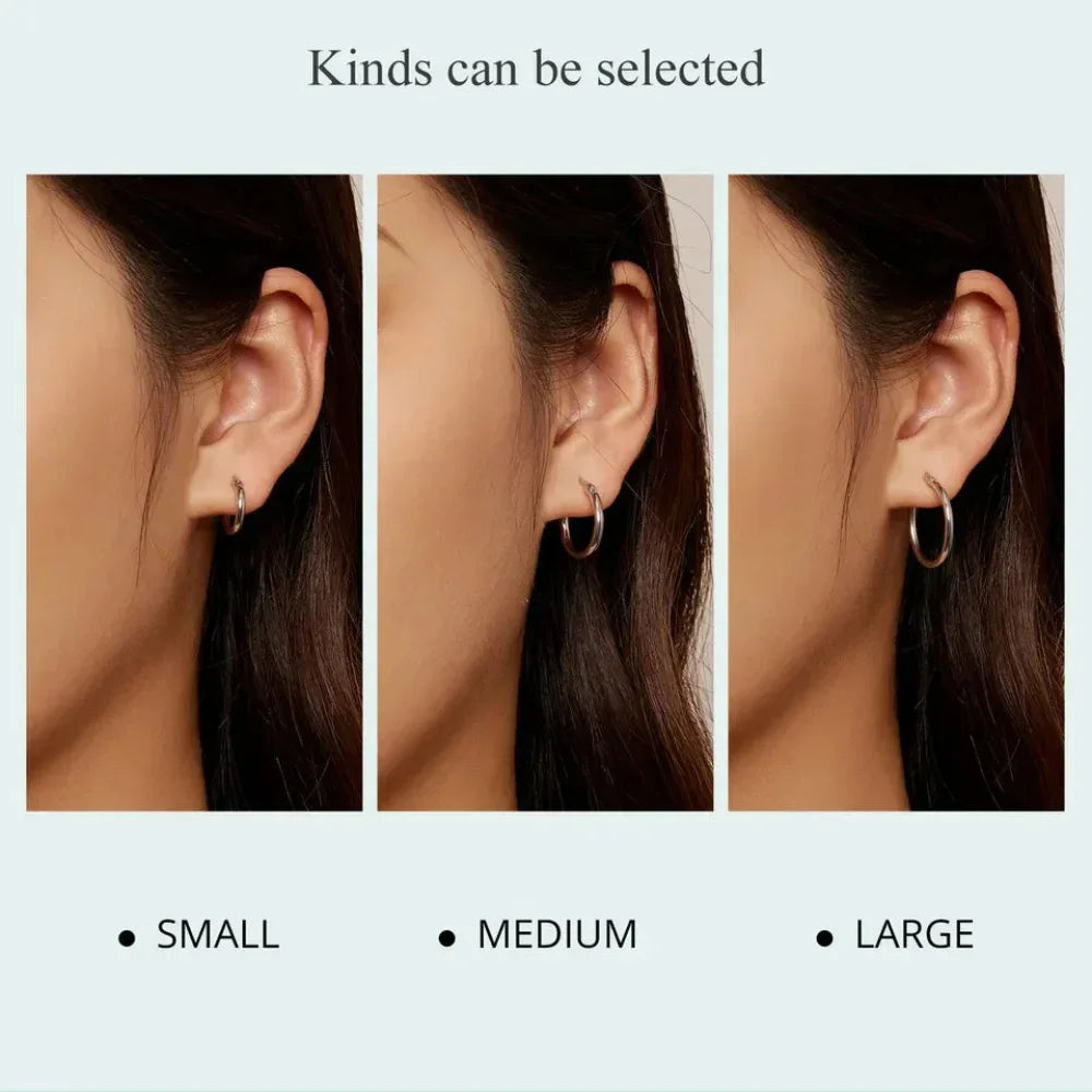 14K White Gold-Plated 925 Sterling Silver Hoop Earrings - Stylish And Hypoallergenic Jewelry For Women
