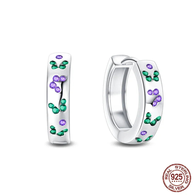 Elegant Gemstone Sterling Silver Hoop Earrings
