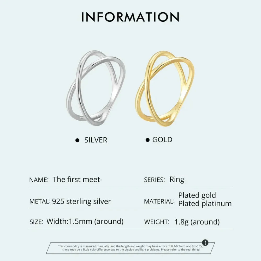 Breathtaking 14K Gold Plated X Ring - Elegant Minimalist 925 Sterling Silver Cross Ring For Women - Promise Jewelry Scr543