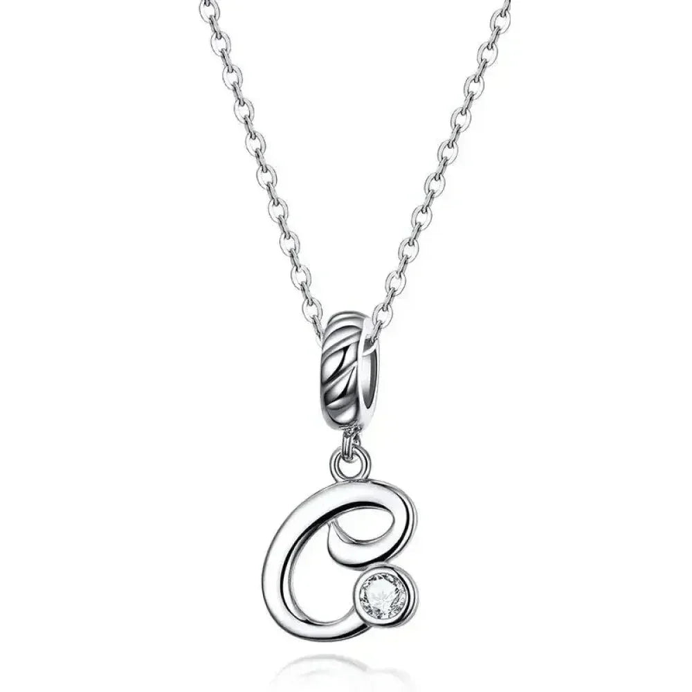 Chic And Timeless 925 Sterling Silver Initial Pendant Necklace | Platinum Plated Vintage Letter A To Z | Women'S Fine Jewelry