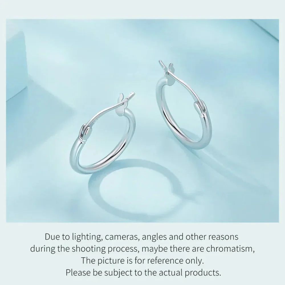 14K White Gold-Plated 925 Sterling Silver Hoop Earrings - Stylish And Hypoallergenic Jewelry For Women