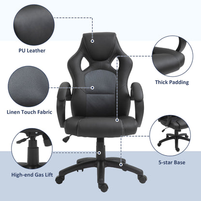 Racing Gaming Chair Office Chair Computer Desk Gamer Chair with Swivel Wheels, Padded Headrest, Tilt Function, Red