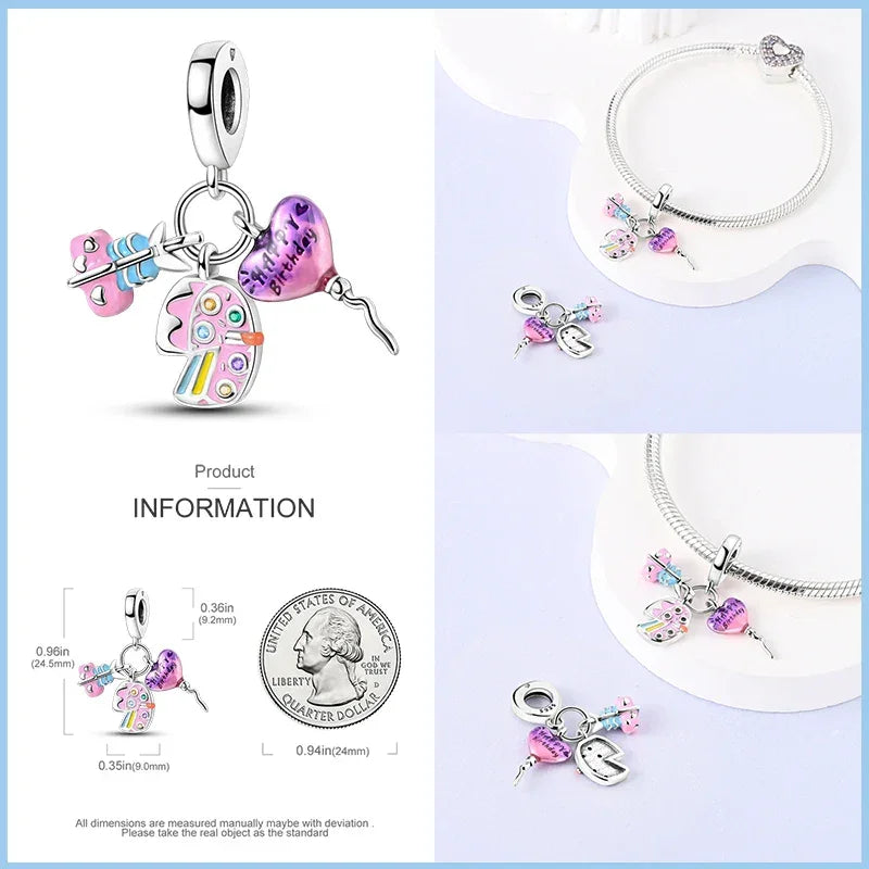 Festive Fun Sterling Silver Birthday Charm
