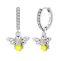 Buzzing Beauty Sterling Silver Hoop Earrings With Bee Charm
