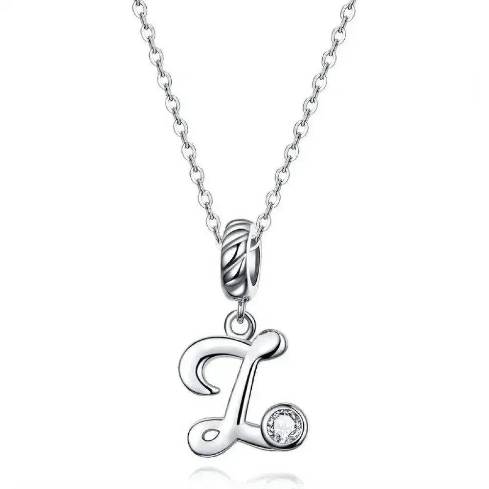 Chic And Timeless 925 Sterling Silver Initial Pendant Necklace | Platinum Plated Vintage Letter A To Z | Women'S Fine Jewelry