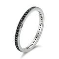 925 Sterling Silver Black & Clear Double Circle CZ Ring