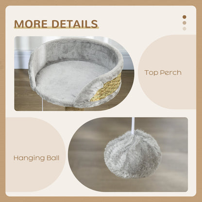 Cat Tree with Scratching Post, Toy Ball, Perch, Small Cat Tower for Indoor Cats - 16" x 16" x 19", Beige