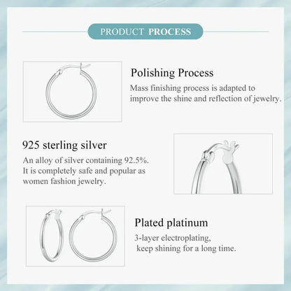 14K White Gold-Plated 925 Sterling Silver Hoop Earrings - Stylish And Hypoallergenic Jewelry For Women