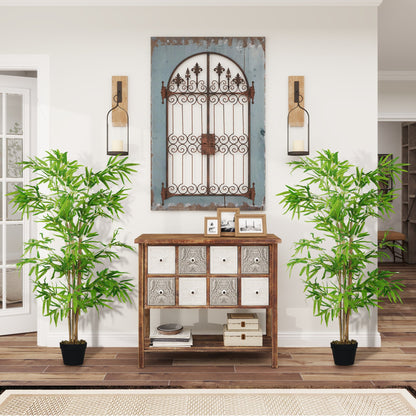 Artificial Bamboo Tree, 4ft Fake Tree with Realistic Leaf and Natural Trunk, Decorative Plant in Nursery