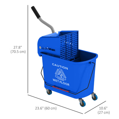 Compact Mop Bucket with Wringer, Mop Bucket on Wheels, 5 Gallon, Separate Dirty and Clean Water, Yellow