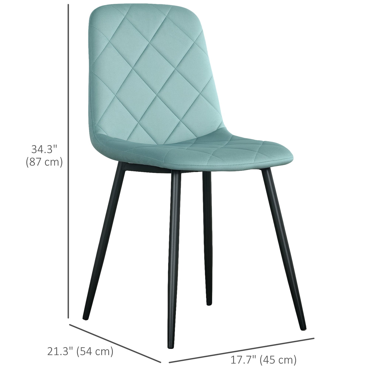 Dining Chairs Set of 4, Upholstered Dining Room Chairs with Steel Legs, Modern Kitchen Chair for Dining Room, Black