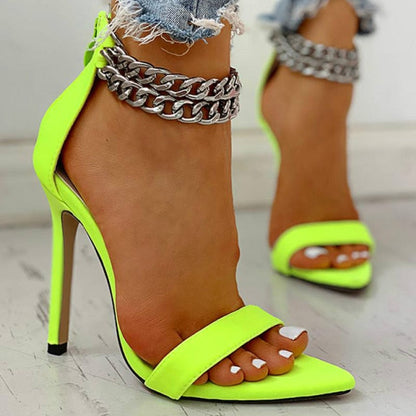 Double Ankle Chain Strap Pumps