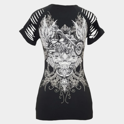 Women's Skull & Wings Tank Top with Rhinestones