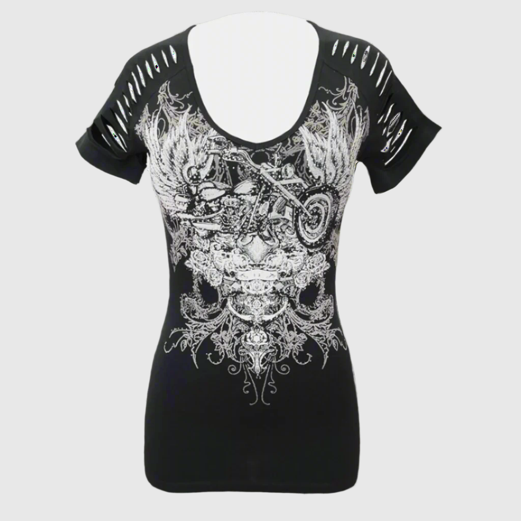Women's Skull & Wings Tank Top with Rhinestones