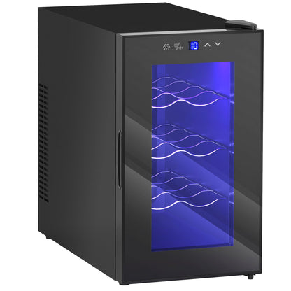 Quiet Wine Cooler Refrigerator, 8 Bottle, Beverage Wine Fridge with Glass Door, Temperature Control, for Champagne