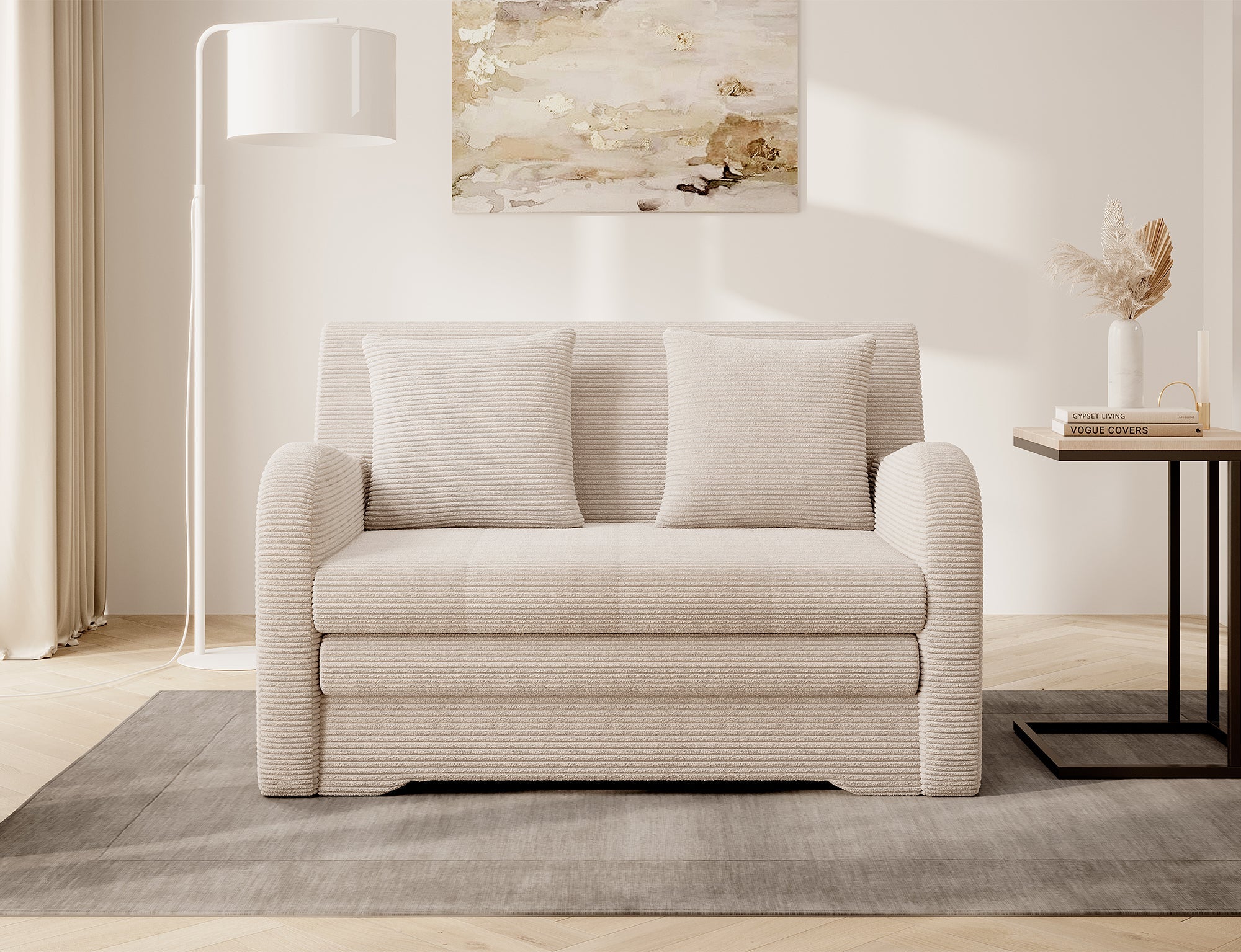 Ario Condo Style 2 Seater Storage Sleeper Sofa - Beige