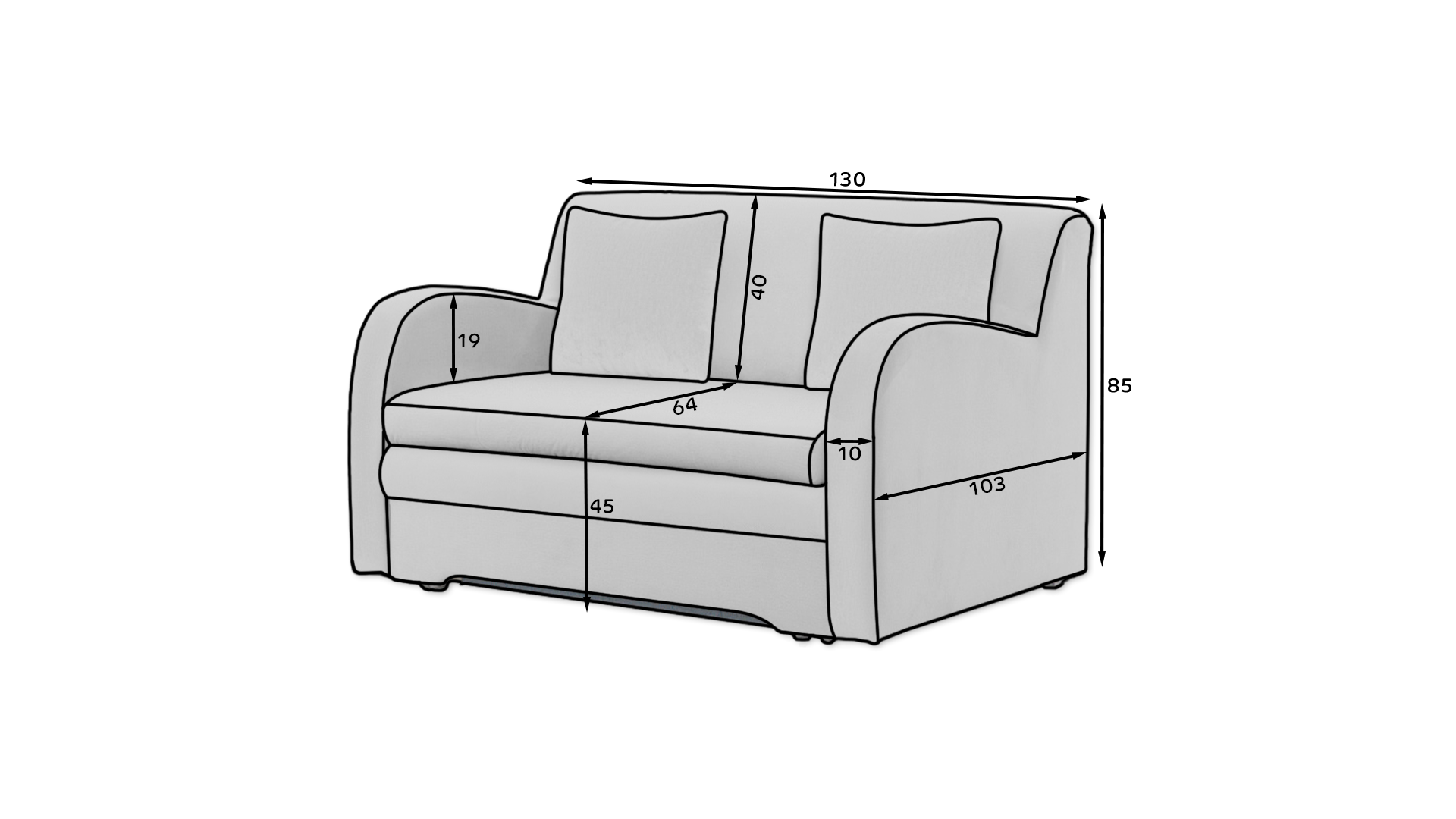 Ario Condo Style 2 Seater Storage Sleeper Sofa - Grey