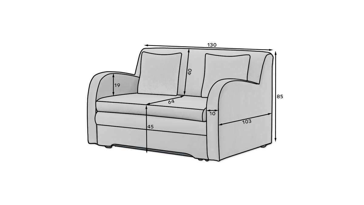 Ario Condo Style 2 Seater Storage Sleeper Sofa - Light Grey/Charcoal