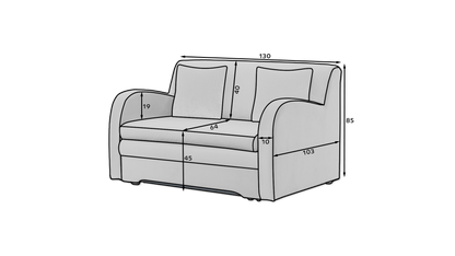 Ario Condo Style 2 Seater Storage Sleeper Sofa - Light Grey/Charcoal