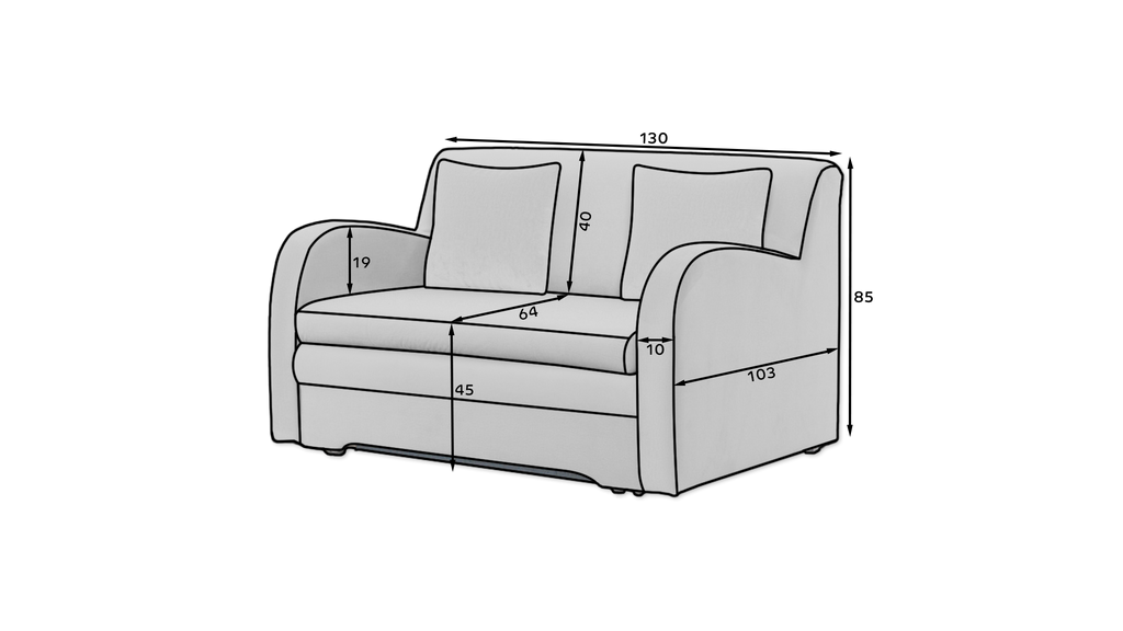Ario Condo Style 2 Seater Storage Sleeper Sofa - Grey/Navy