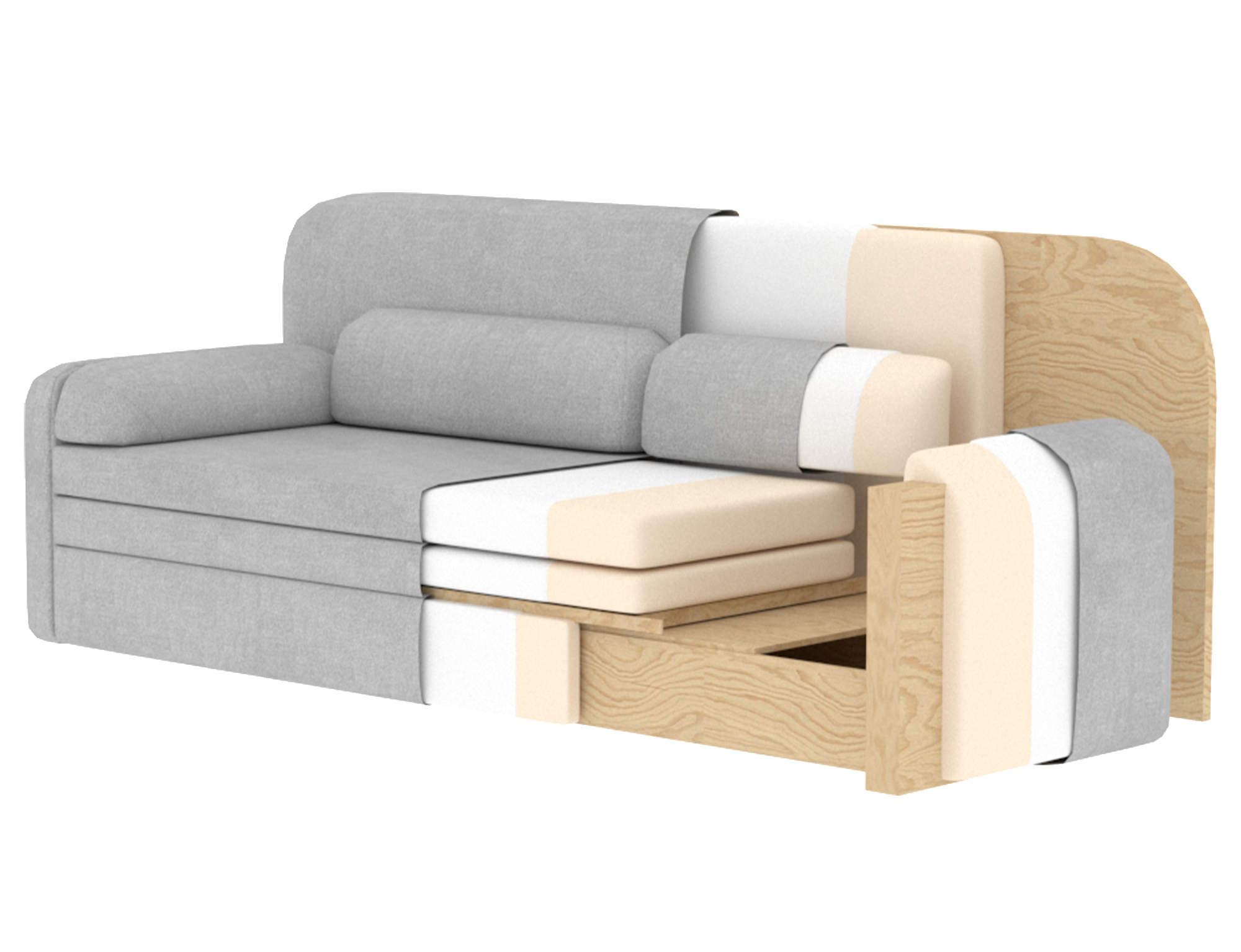 Elioss 3 Seater Storage Sleeper Sofa - Fudge Brown