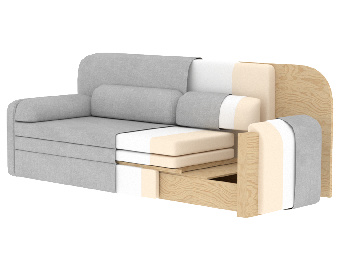 Elioss 3 Seater Storage Sleeper Sofa - Dark Grey