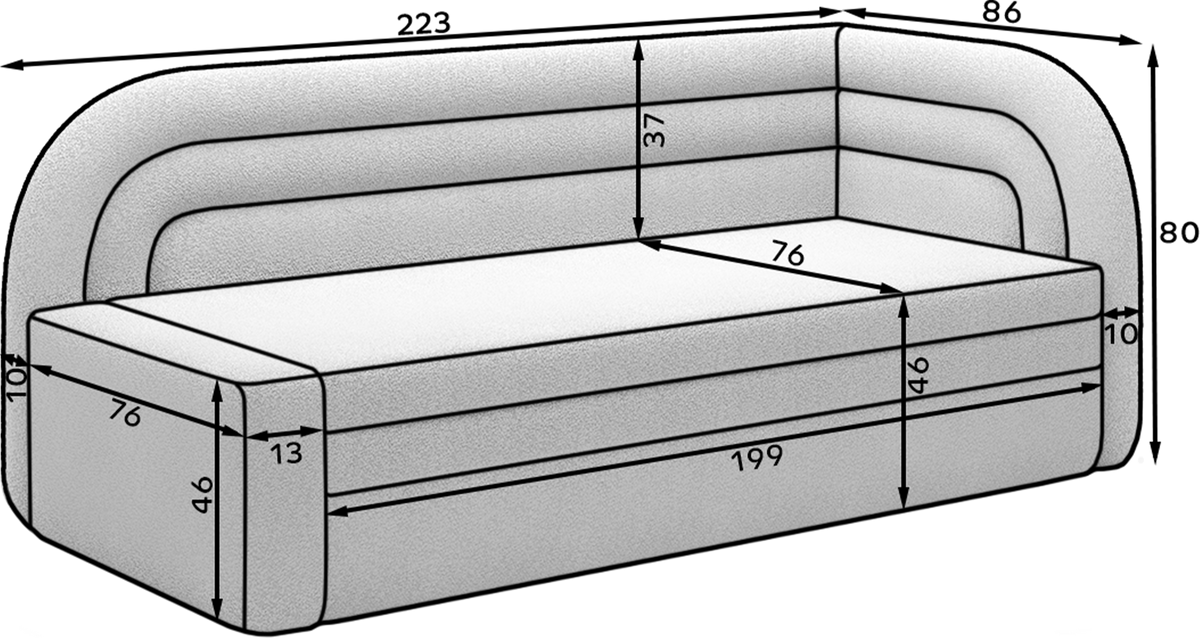Fabillo Storage Sleeper Sofa - Light Grey