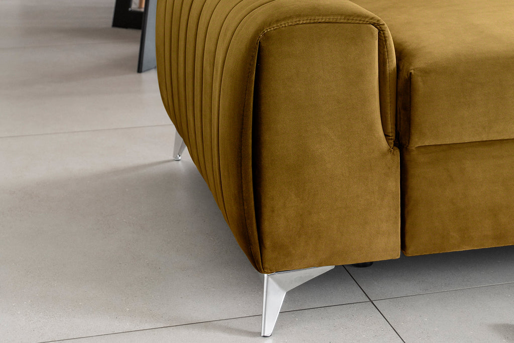 Laurence 3 Seater Velvet Sleeper Sofa - Mustard