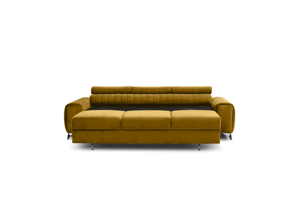 Laurence 3 Seater Velvet Sleeper Sofa - Mustard