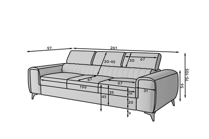Laurence 3 Seater Velvet Sleeper Sofa - Mustard