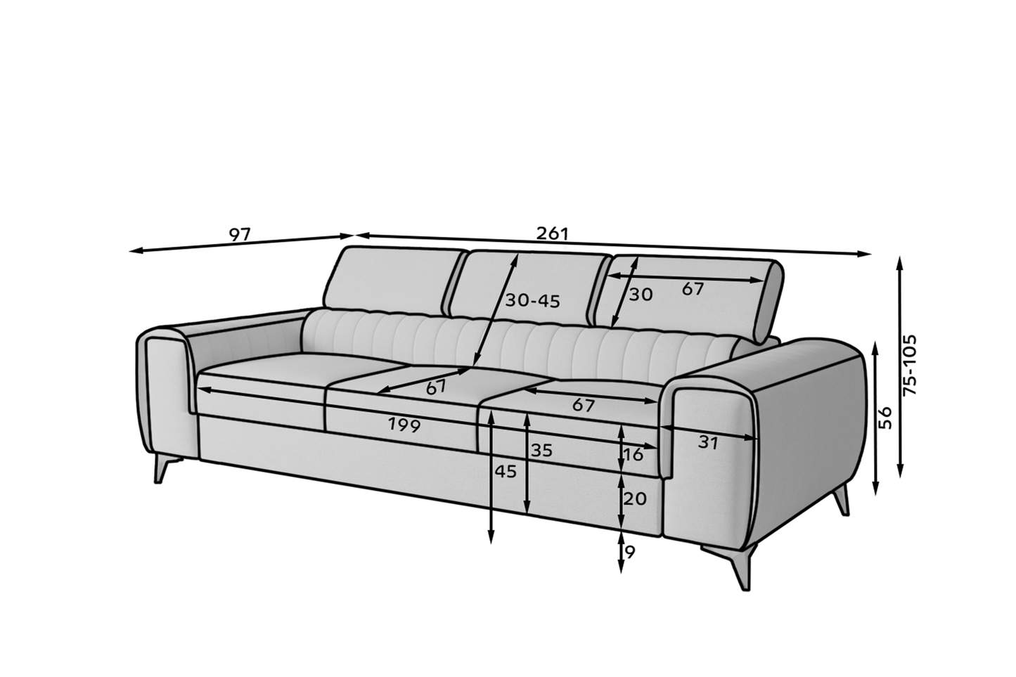 Laurence 3 Seater Velvet Sleeper Sofa - Dark Brown