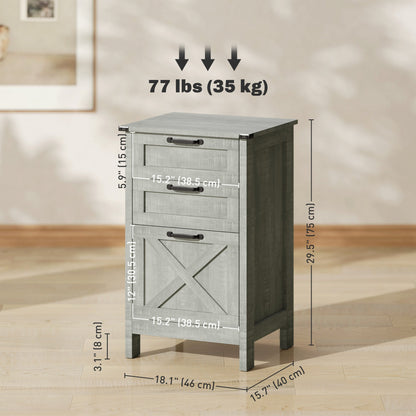 Vertical Filing Cabinet with 3 Drawers, Rustic Farmhouse Office Storage Cabinet for A4, Letter Size, Grey Wash