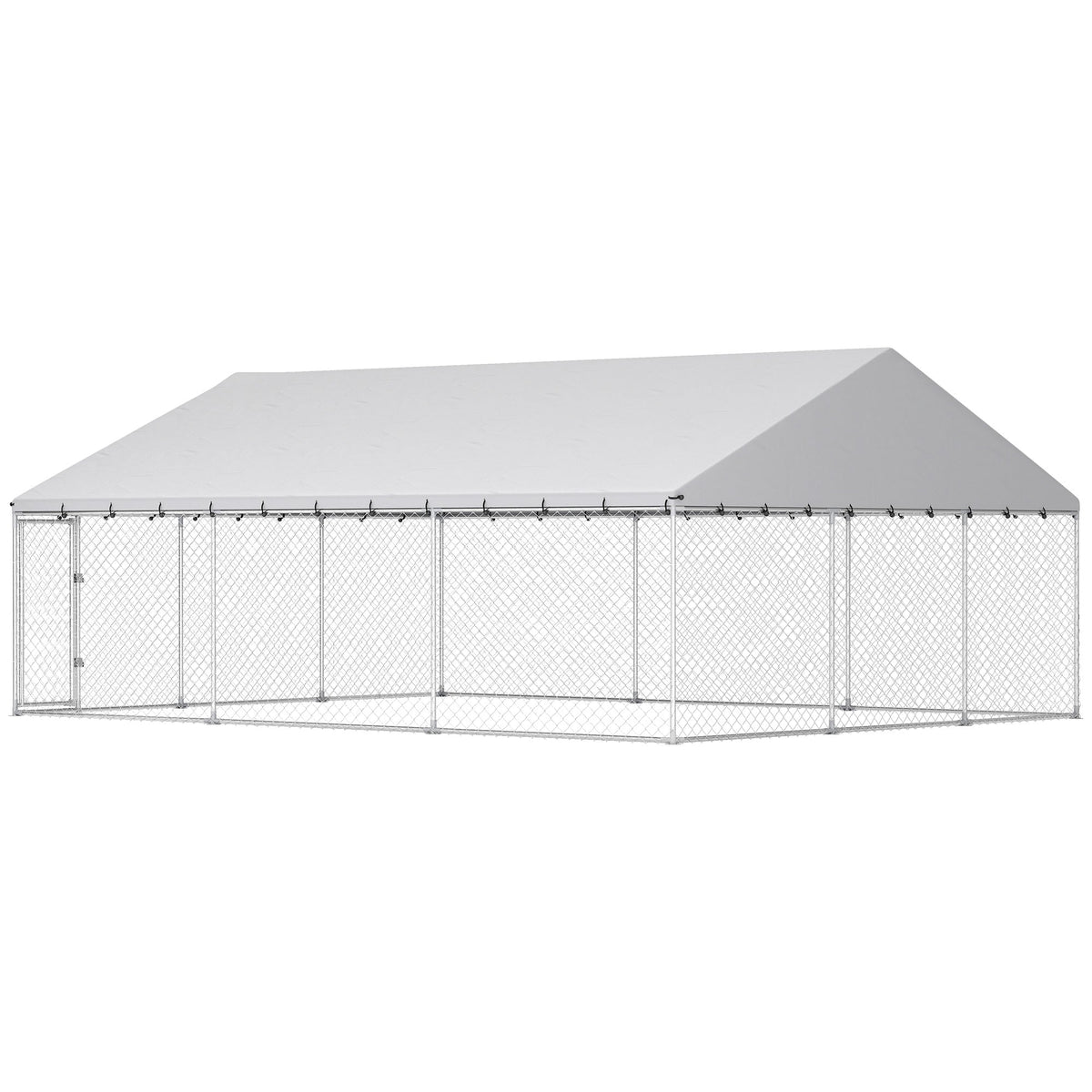 Galvanized Steel Outdoor Dog Kennel with Roof, Safety Lock, for Backyard, 13.1' x 7.5' x 7.8'