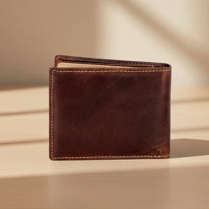 Greenwood Men's Leather Bifold Wallet. Premium RFID Protection Wallet with Flip Compartment