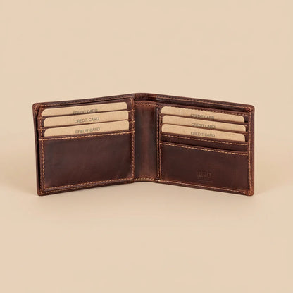 Greenwood Men's Leather Bifold Wallet. Premium RFID Protection Wallet with Flip Compartment