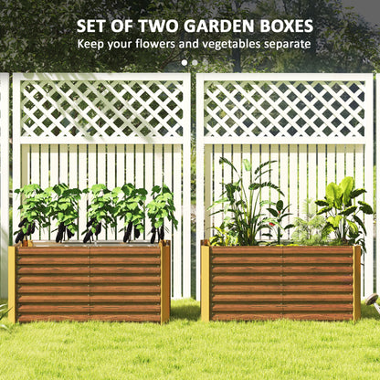 Set of 2 Galvanized Metal Planters for Outdoor Plants, 4' x 2' x 2' Raised Garden Bed, Dark Grey