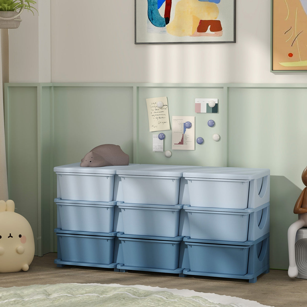 3 Tier Kids Toy Organizer and Storage Bins with 6 Plastic Drawers, Blue