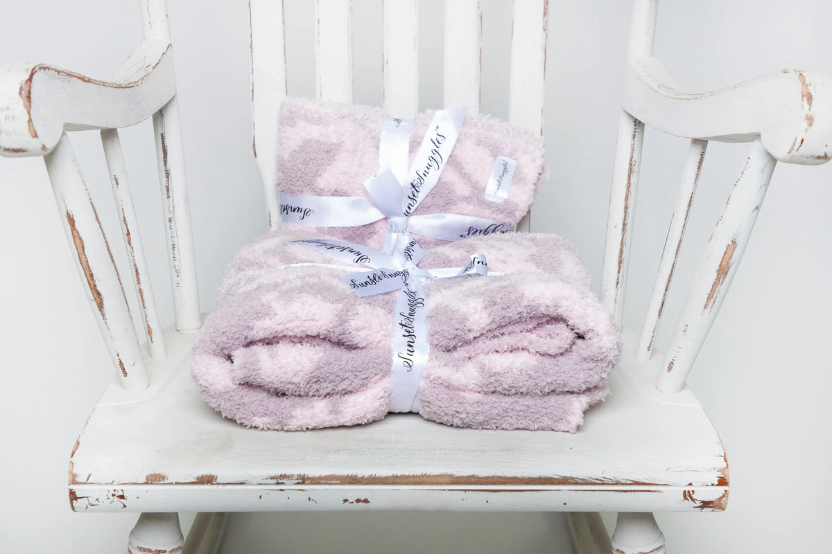 Iced Lilac & Powder Vintage Floral Print Toddler Blanket