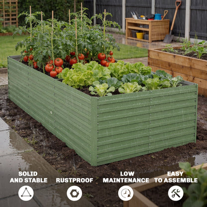 8' x 4' x 2' Raised Garden Bed, Galvanized Planter Box for Growing Flowers, Herbs and Vegetables, Light Green
