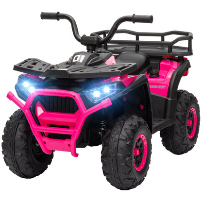 Kids ATV, 12V Battery Powered Electric Ride on Toy w/ Spring Suspension, Storage Basket, High & Low Speed, Blue
