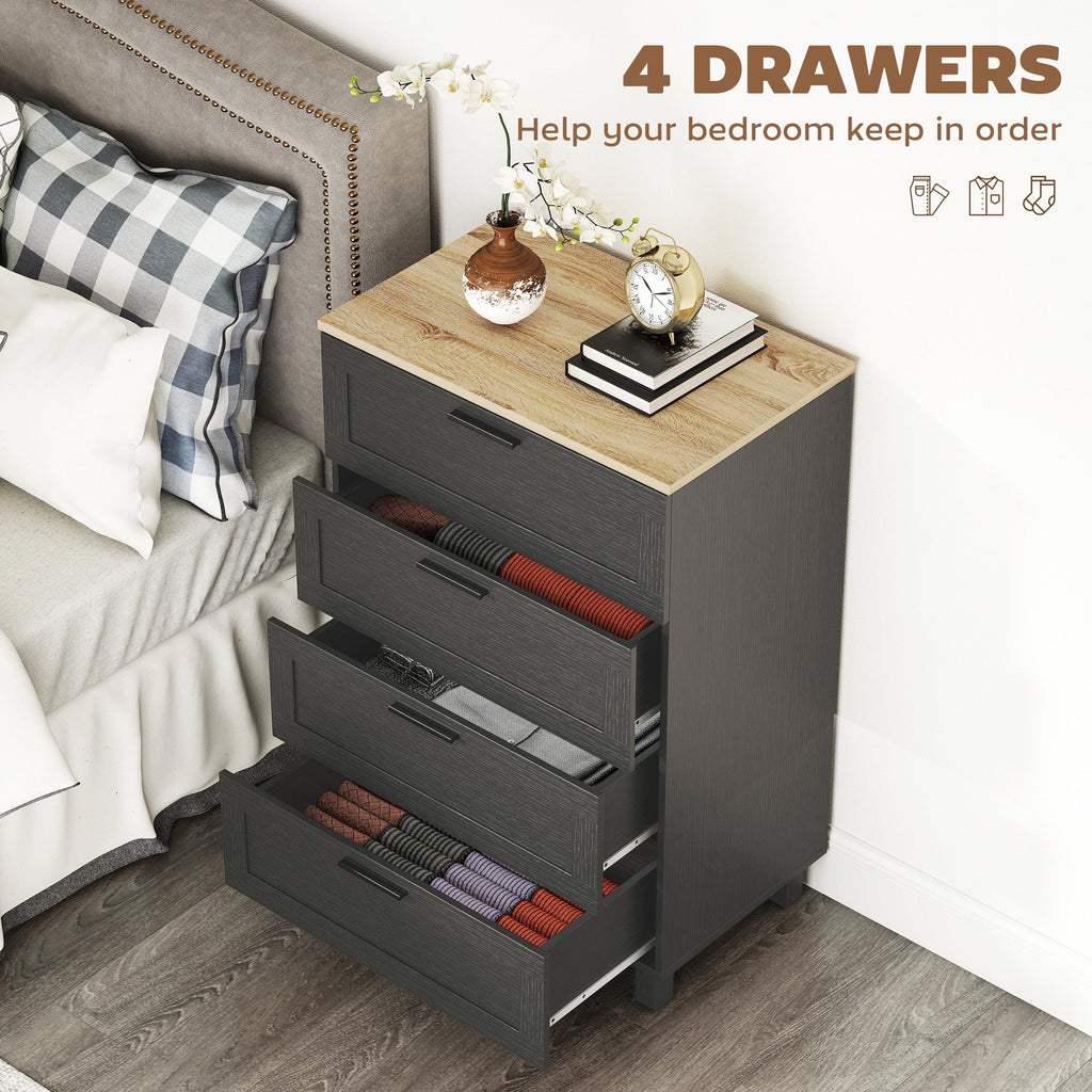 Taylor Chest of Drawers for Bedroom with Solid Wood Legs-Black