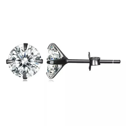 Cz Stud Earrings - 925 Sterling Silver Platinum Plated - Round Cubic Zirconia Hypoallergenic Earrings 4Mm 5Mm 6Mm 7Mm Bse166
