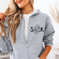 SASK Diamond Line Art Unisex Zip Up | Saskatchewan Apparel